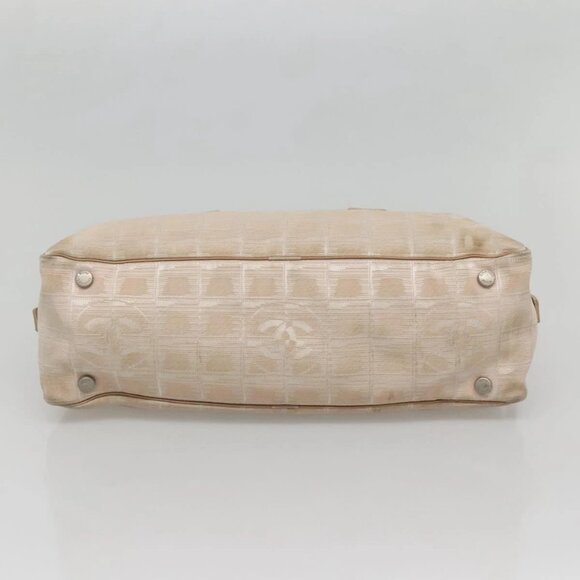 CHANEL New Travel Line Hand Bag Nylon Beige Silver CC Auth bs29078 - Picture 6 of 15